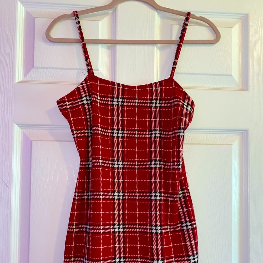 Zaful red checkered mini dress